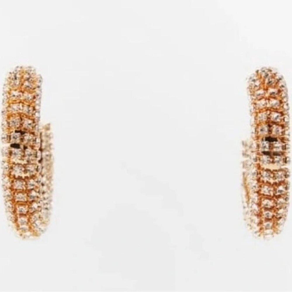 NWT. Zara Jewel Open hoop earrings with jewel appliqués. - Picture 2 of 5